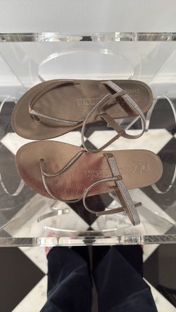 Pedro Garcia gunmetal and crystal embellished sandals size 35