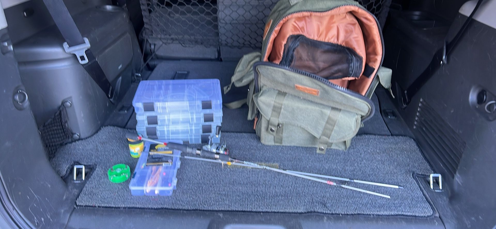 New fishing bag barely used With Trout Supplies