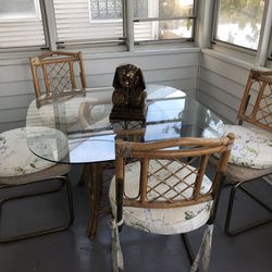 Four Chair Glass Table Patio Set 