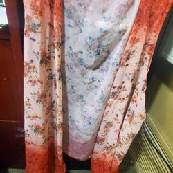 Red Chiffon Kimono Sleeveless 1X Open Front Sleeveless Floral Chiffon Lightweigh