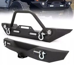 Front And Rear Bumpers OFFROAD Bumpers For Jeep Wrangler Jk 07-18 With Led Lights And Winch Plate Brand New Set Still In Original Packaging $450 FIRM 