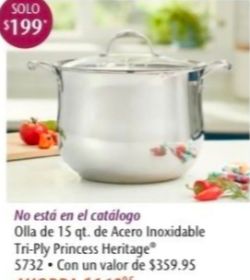 Princess House Olla De 15 qt. TRI-PLY.