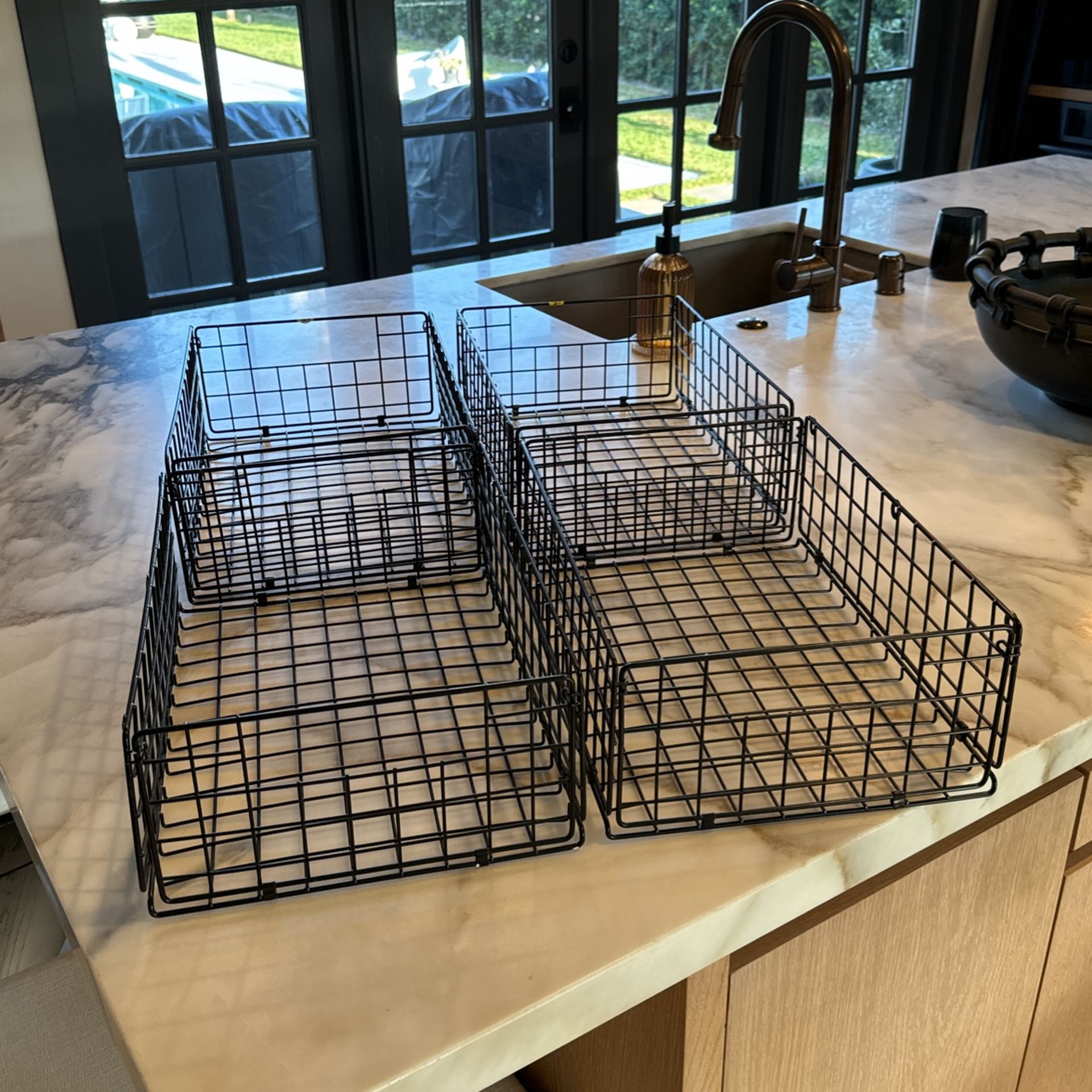 4 Black Wire Baskets (Price For All 4)