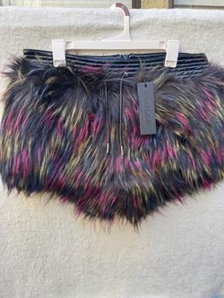 Mazzi Bella Women’s XL Faux Fur Shorts Multicolor Festival NWT
