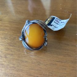 Baltic Amber Ring In Sterling Silver