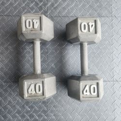 Cast Iron Matchimg 40lb Dumbbells