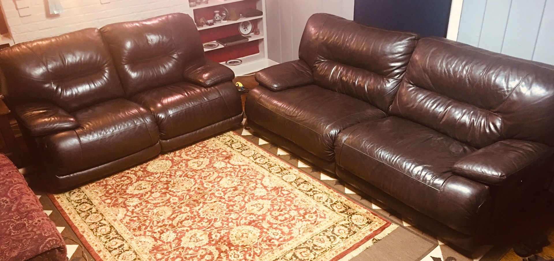 Huge real leather recliners fully electric. Please no holds pick and pay same time