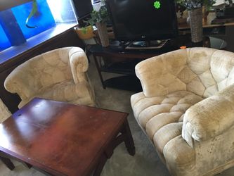 Two designer barrel style chairs 125.00