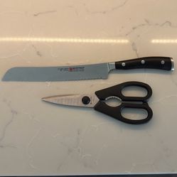 Wusthof Serrated Knife And Kitchen Scissors