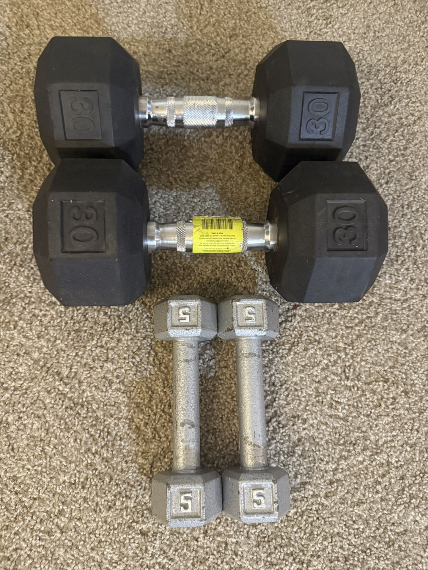 set of dumbbells