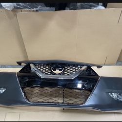 Complete Front Bumper Assembly With Grilles & Foglights For 2016 2017 2018 Nissan Maxima 
