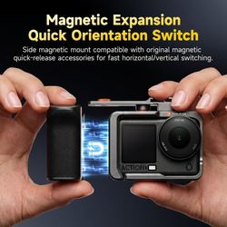 7RYMS 7RIG SC2 Handle Grip Kit for DJI Osmo Action 6, Aluminum Camera Cage with Handle Grip, Shutter Button, Quick Release, Cold Shoe Mount & 1/4" Thr