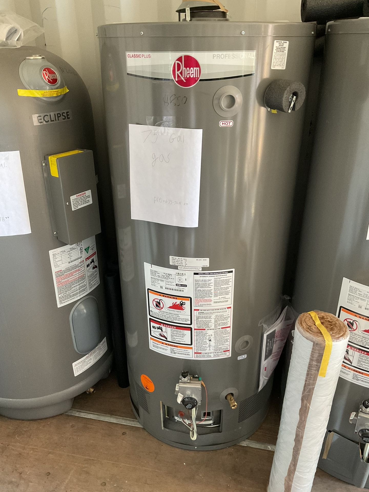 75 Gallon Gas Water Rheem Classic Plus Professional Rheem Pro G75