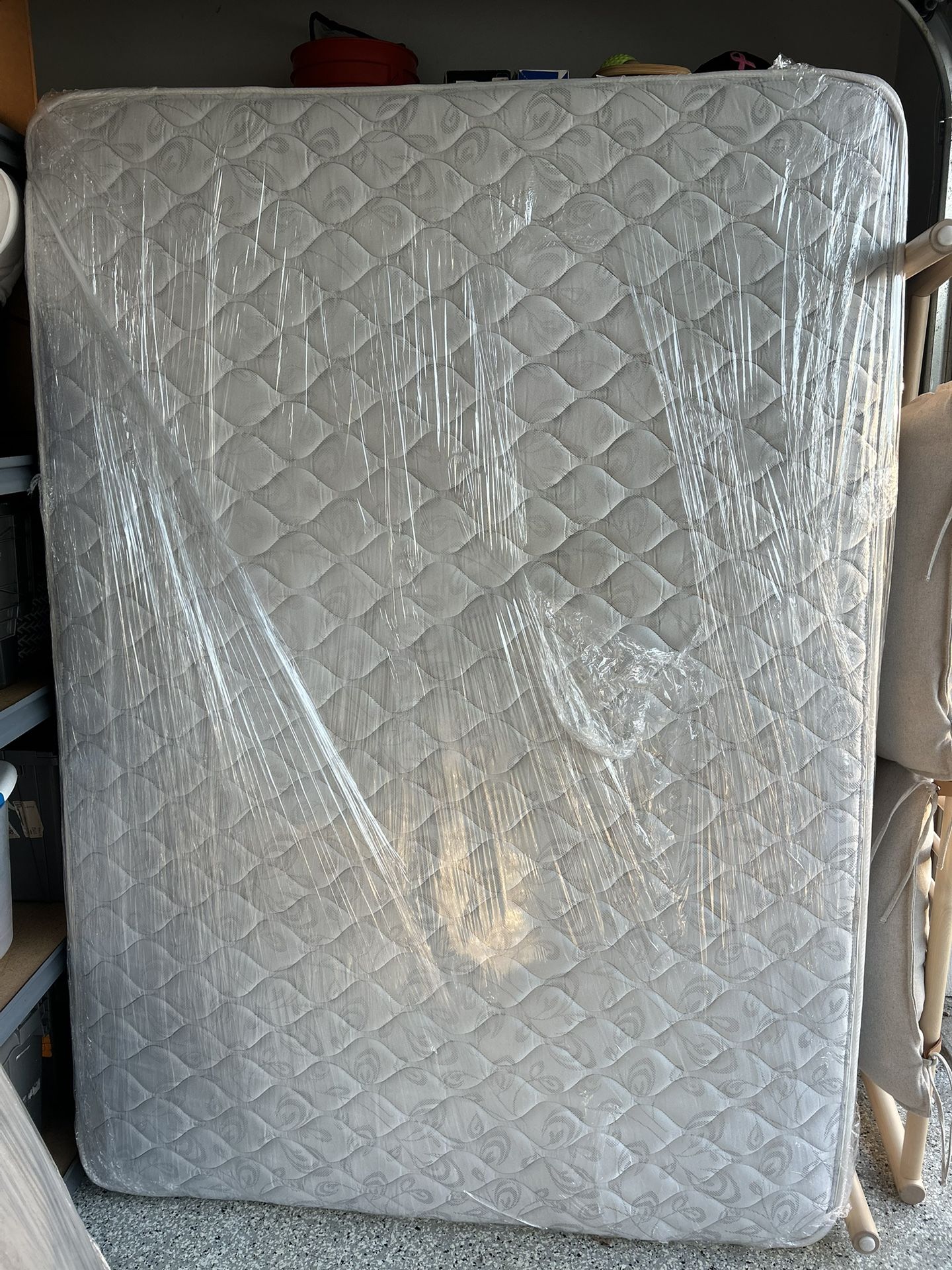 Full Size Mattress, Box Spring And Metal Bed Frame