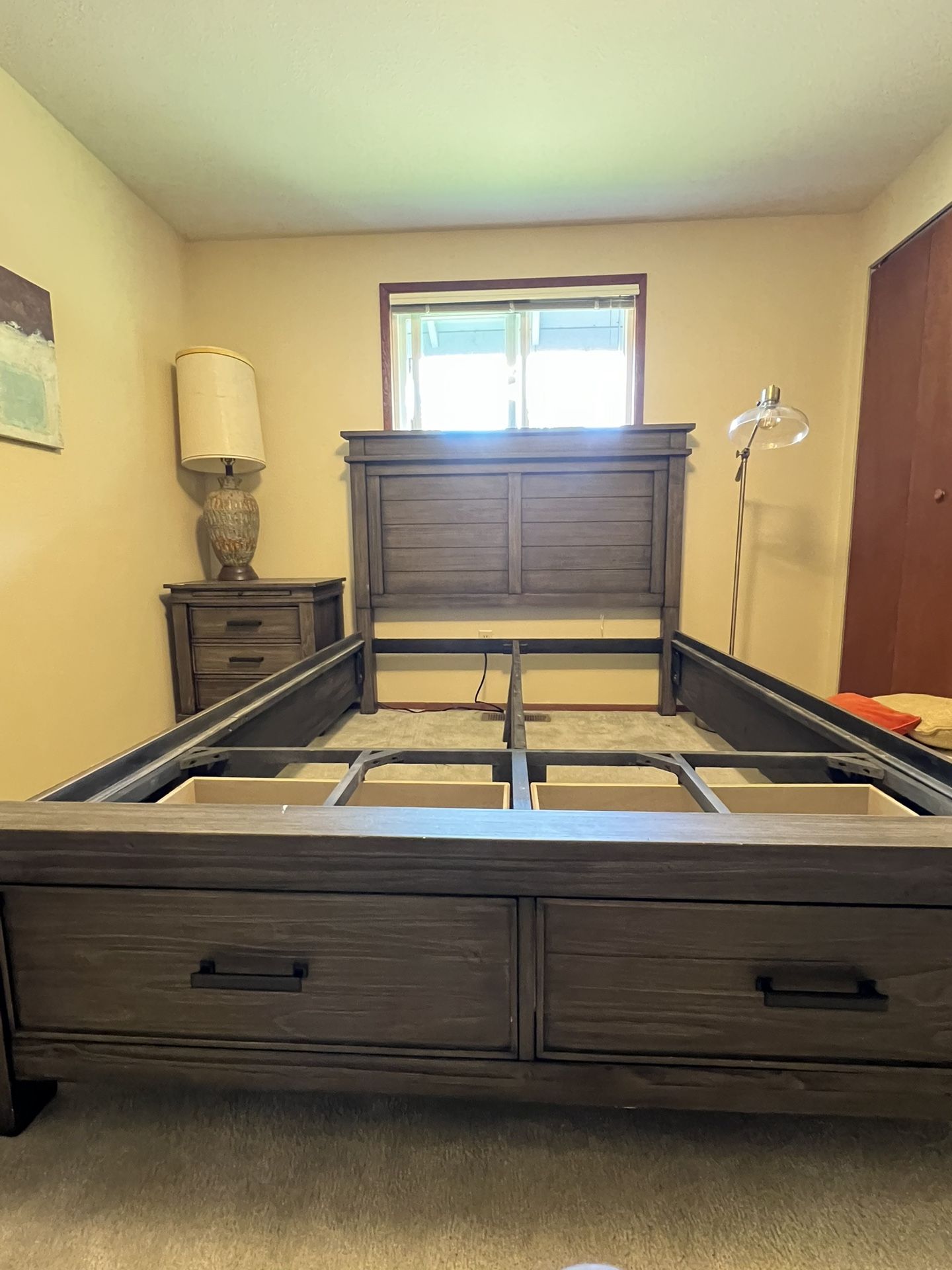 Queen Bed Frame + Matching Side Table