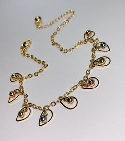 22k stainless steel tricolor adjustable ankle bracelet