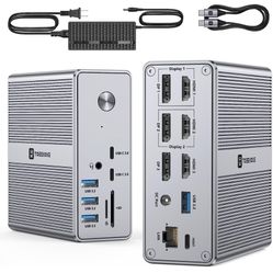 TobenONE DisplayLink Docking Station Triple Monitor with 120W Power Adapter, Triple 4K Display for MacBook Pro/Air, Thunderbolt 4/3, USB-C Windows(3X 