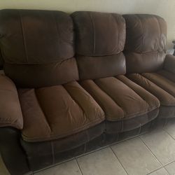 Brown Reclining Sofa 