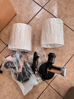 Set of 2 Wall Sconces with Linen Shades