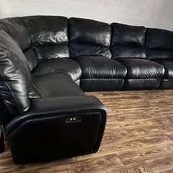 Beautiful, Elegant, Upscale Luxury, Black Italian Lover, All Electric Powered Recliner Sectional Sofa