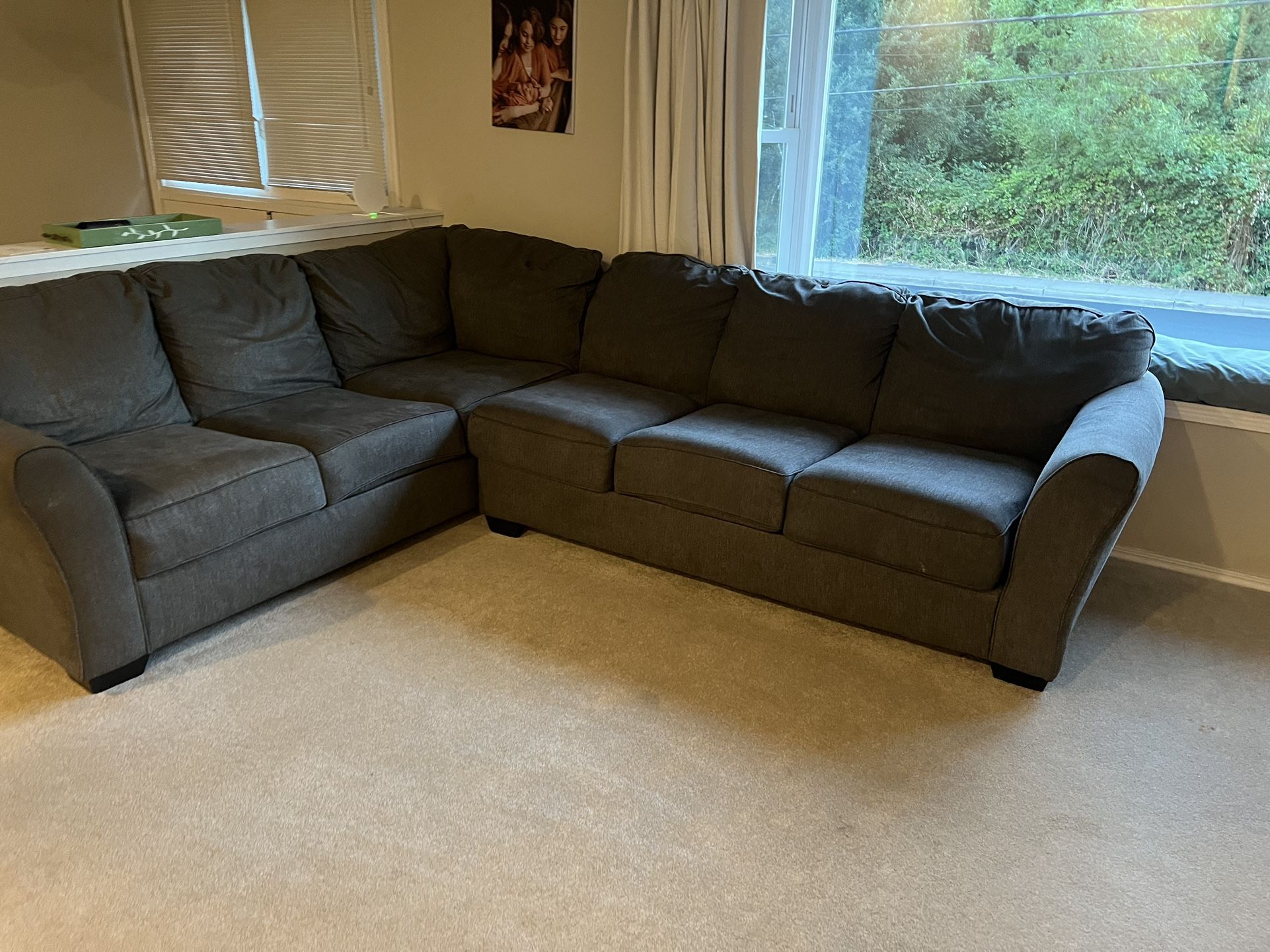Dark Grey Sectional Couch $200