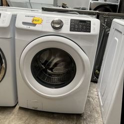 white samsung front load washer