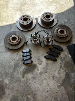 Brake pads, rotors, and wheel hubs/bearings