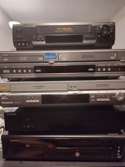 $100 OBO - Lot of 5 Working VHS VCRs & DVD/VCR Combos – Sony SLV-N50, Samsung, Panasonic DMR-ES30V, Symphonic – No Cables/2 compatible Remotes
