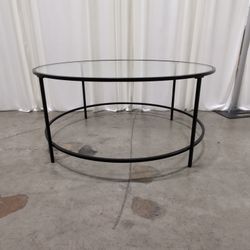 Black Metal and Glass Round Coffee Table