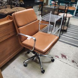 Pottery Barn desk chair. Camel colored real leather.