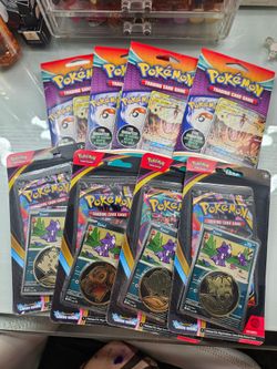 POKEMON Center Trading Card Game bundle/sets 8 packs - 4 with gold coins