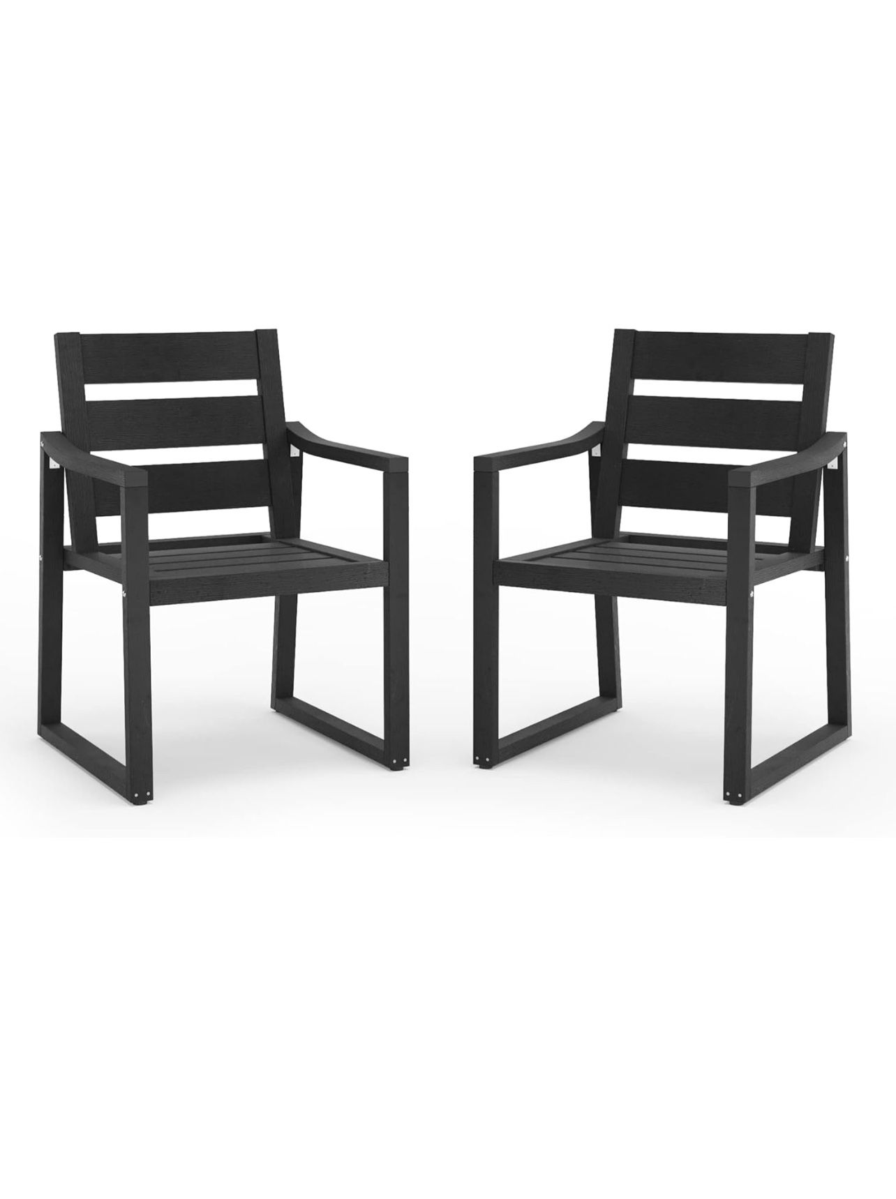 Set Of 2 HDPS Outdoor Dining Chairs 350LBS, Patio Dining Chairs with Armrest, All Weather Outdoor Kitchen Chairs with Square Frame Legs for 