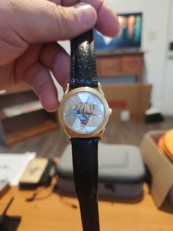 Vintage 1990s Ladies GUESS Watch - Mother of Pearl & Abalone Mosaic Dial - Gold Tone