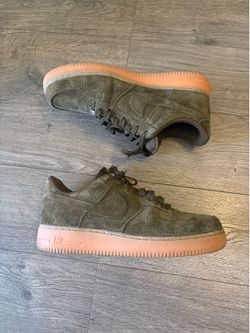 Nike Air Force 1 Low Olive Suede Gum Sole Sneakers Women's