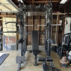 Smith Machine 400 | Adjustable Bench | 245lb Cast Iron Olympic Weights | 7ft Olympic Bar | Fitness | Gym Equipment | FREE DELIVERY/INSTALLATION 🚚 🛠️