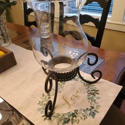 Hurricane Vase  With Metal Holder