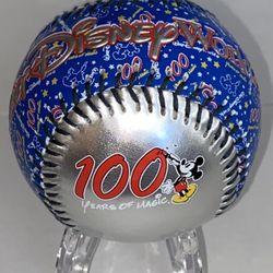 Disney 100th Year Anniversary Collectible Baseball w/ Display Case 