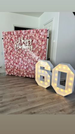 3D Pink Floral Wall/Marquee Numbers