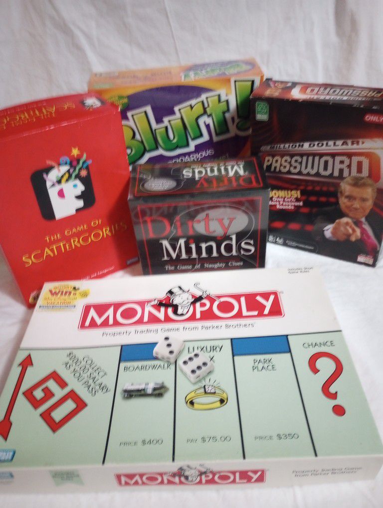 5 Board Games(2 Unopened) Monopoly+ More