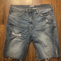 Denizen from Levi's Shorts Mens 38 Blue Denim Cutoff Frayed Hem Distressed