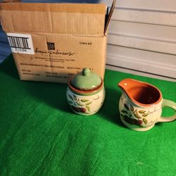 NEW VINTAGE Home InterioApple Orchard Collection / Yellow  CREAMER & SUGAR BOWL 