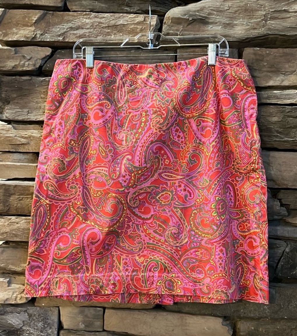 Jones New York Signature Colorful Paisley Skirt Size 16
