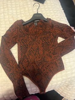 Forever 21 Snake Print Long Sleeve Bodysuit S