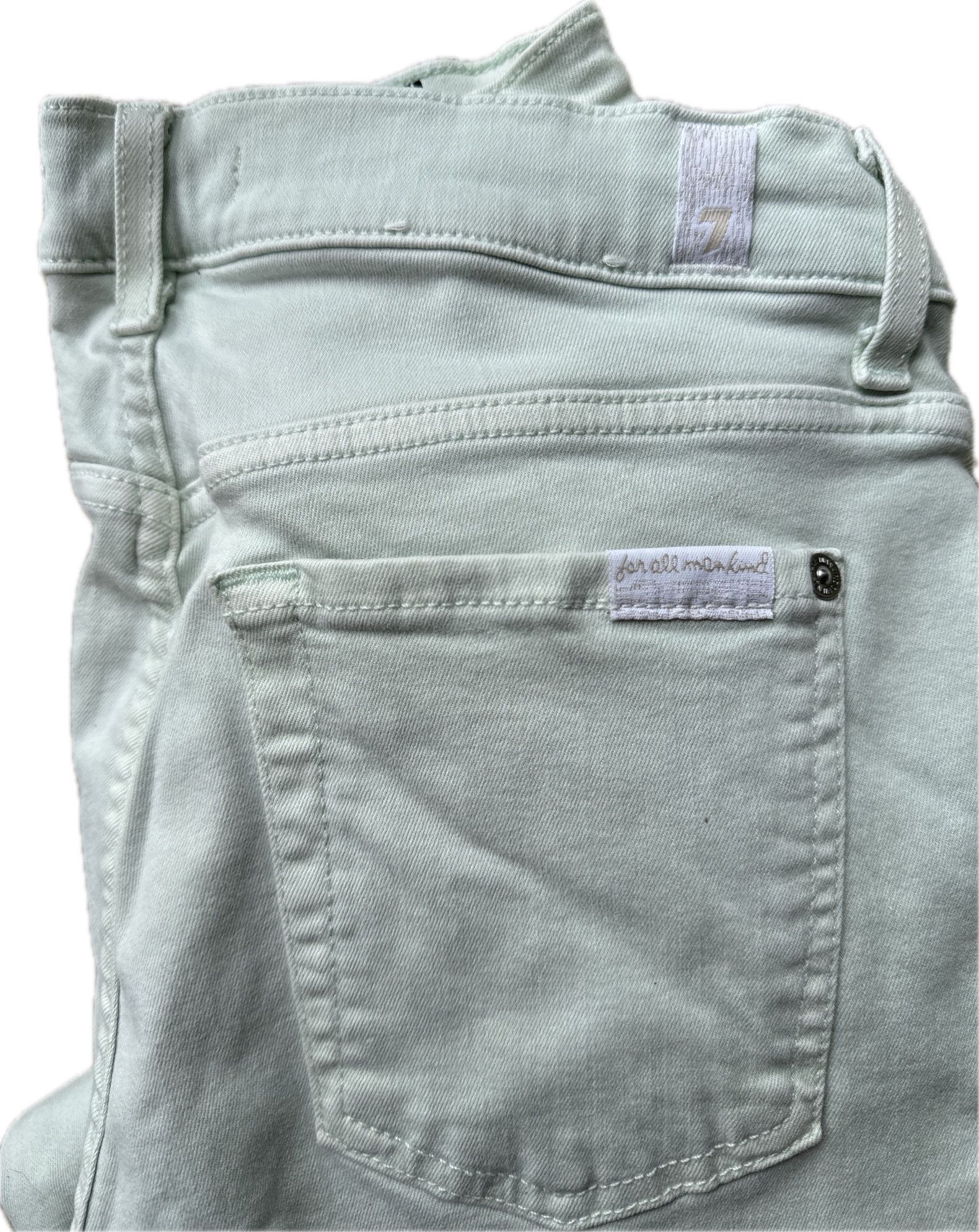 7 For All Mankind Slim Cigarette Distressed Mint Green Jeans women Size 29