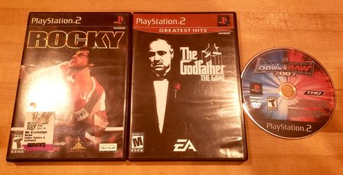 Playstation 2 PS2 ROCKY + THE GODFATHER THE GAME + SMACK DOWN vs RAW Games