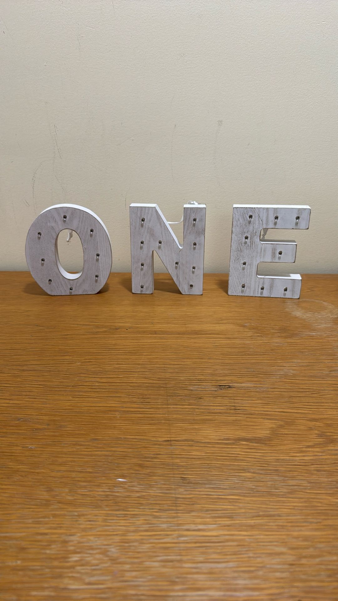 Wooden Light Up Letters “O” “N” “E”