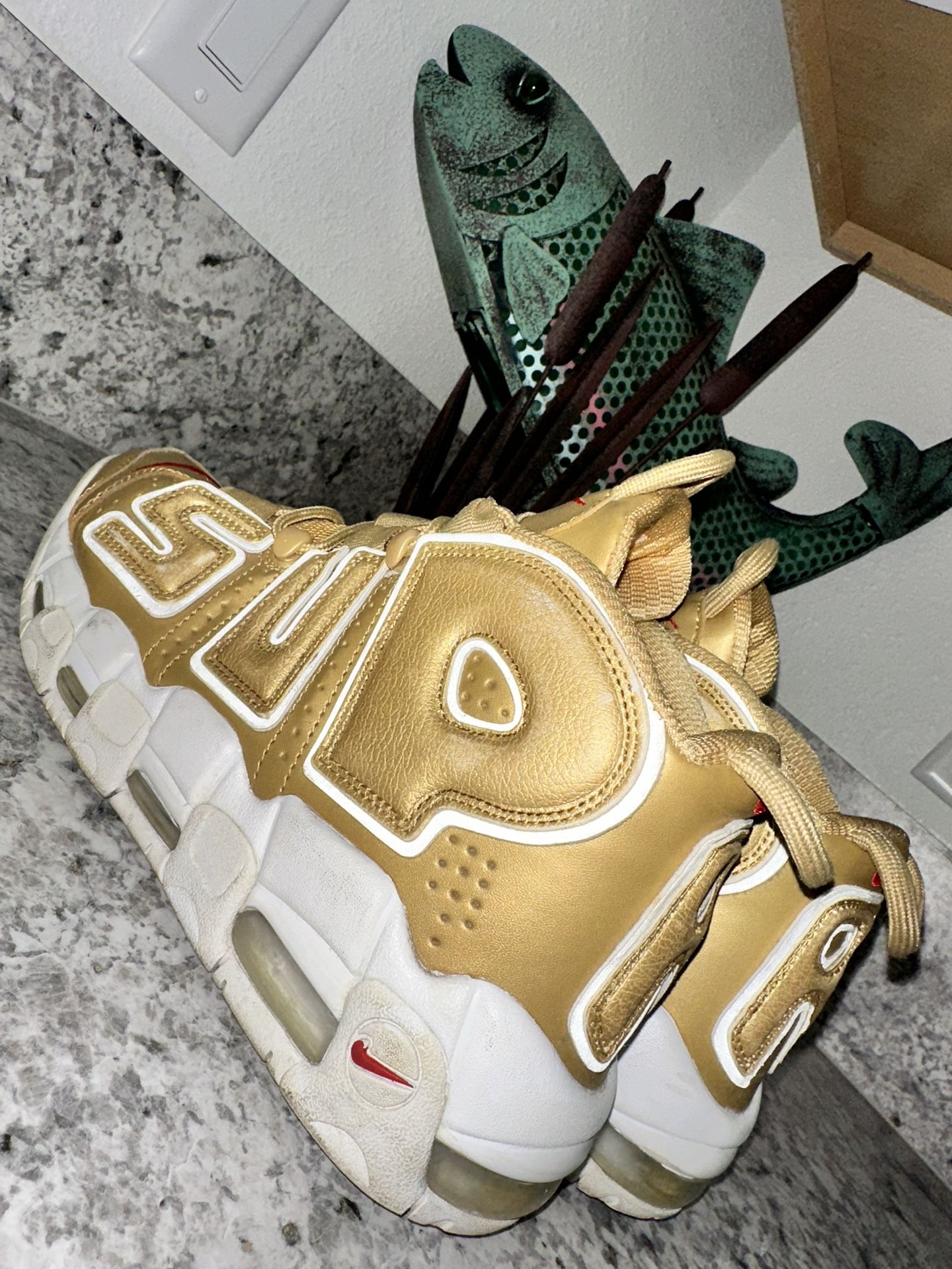 Supreme x Nike Air More Uptempo Metallic Gold - Size 8 - Rare Collab!