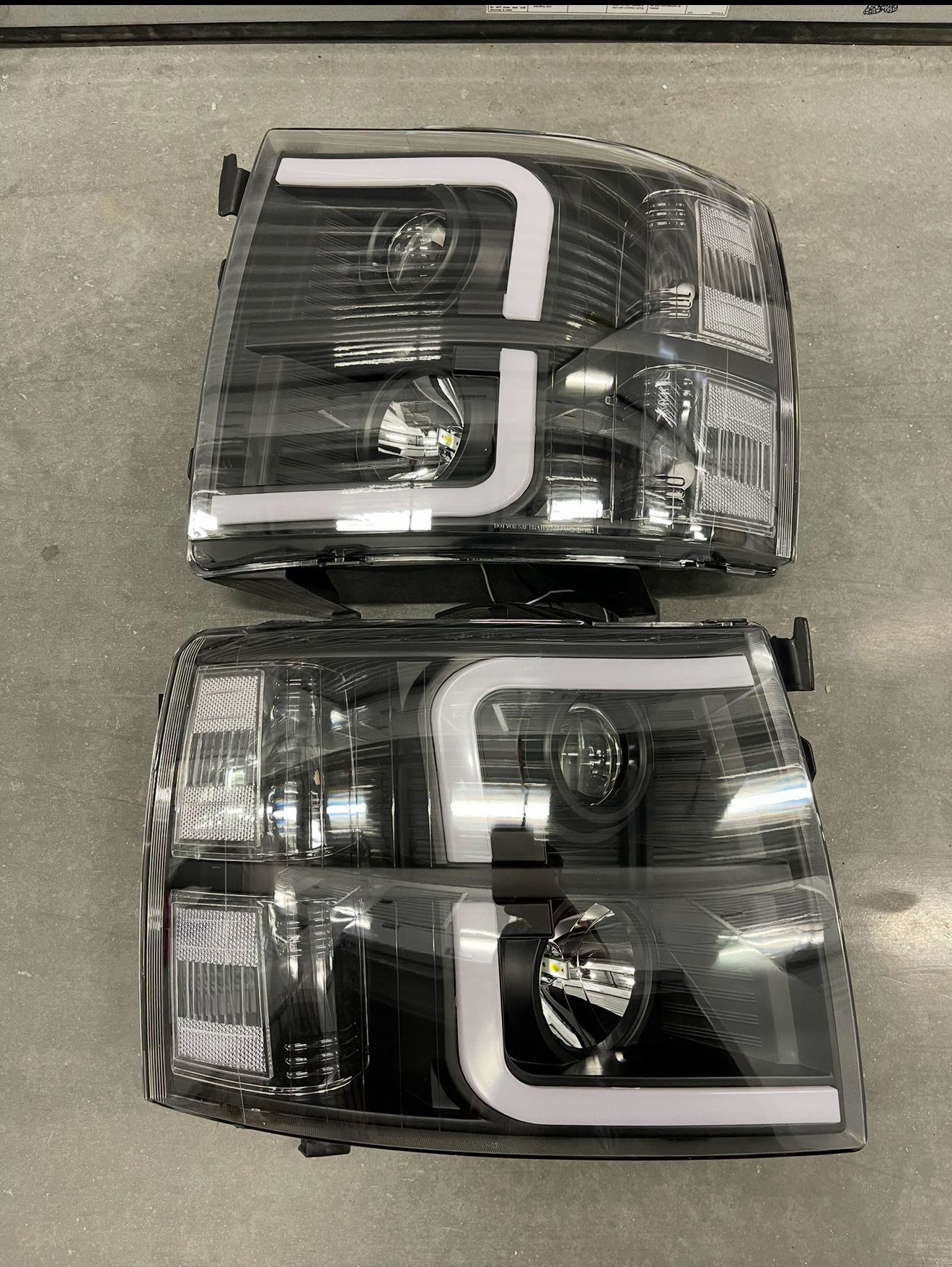 2007 - 2013 Chevy Silverado LED C-style Black Housing Headlights Farro’s Luces Micas Calaveras