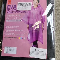 Eva Rain Ponchos for Adults, 2 Pack Reusable Raincoat for Women and Men, Lightweight Rainwear Rain Jackets with Hood