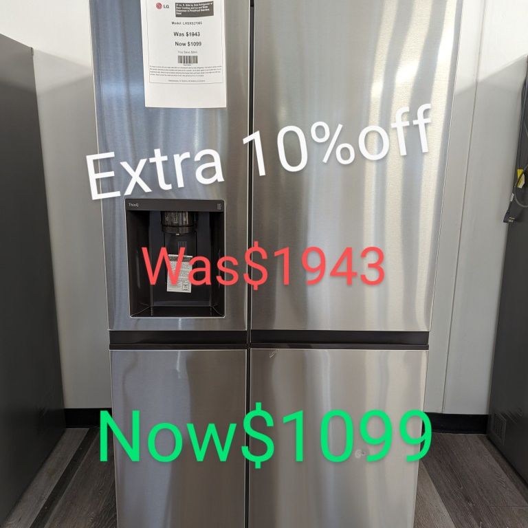 Extra 10% Off 27 Cu.ft Side By Side Refrigerator With Water And Ice 